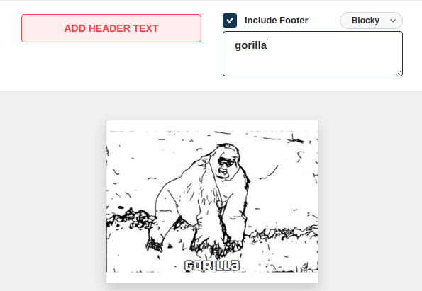 Adding text to a FotoMedley gorilla coloring page