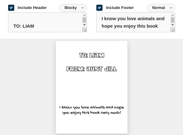Using FotoMedley blank coloring page to add dedication text