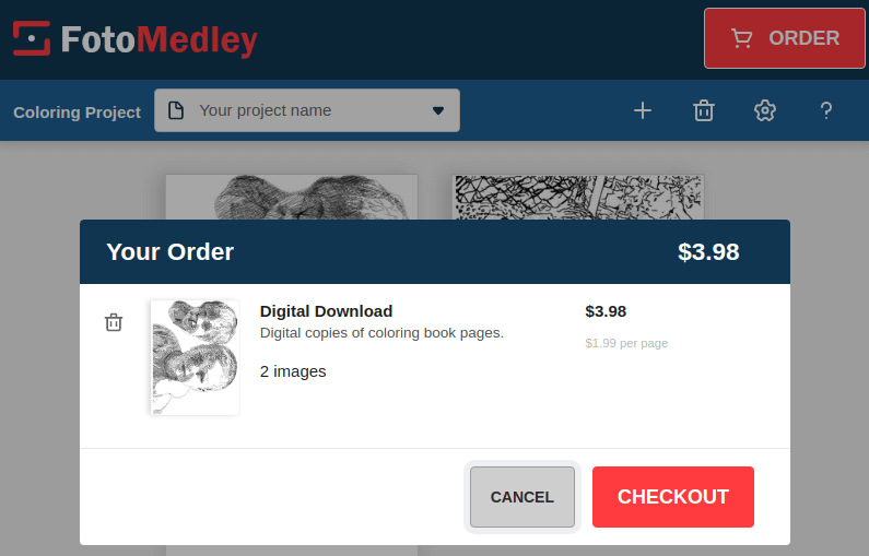 FotoMedley order dialog