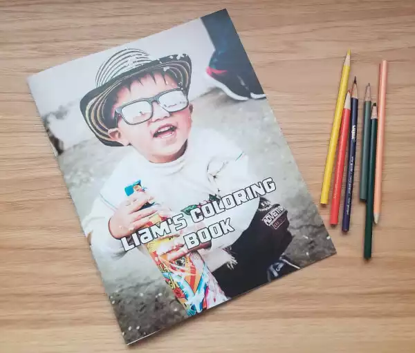 Example of a professionally printed FotoMedley coloring book