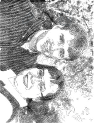 Result of FotoMedley processing photo into crosshatch sketch