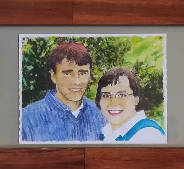Final watercolor painted FotoMedley old engagement photo
