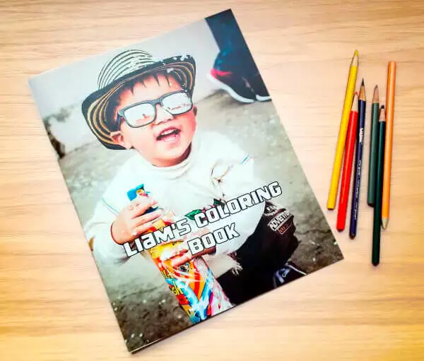 Custom printed coloring books, designed by you using your own photos.
