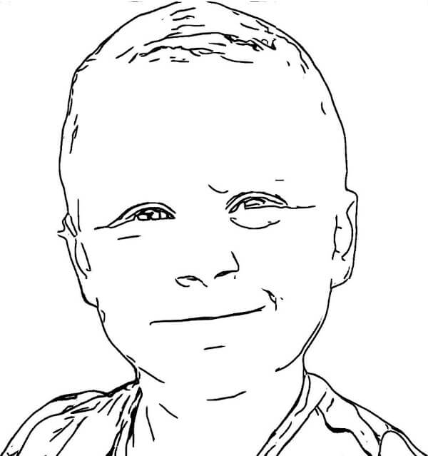 Earlier FotoMedley subject-focused coloring outline of the boy with the background removed