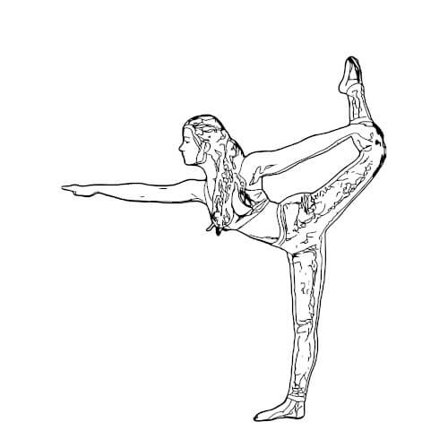 Simple yoga pose coloring-page example with broad white areas