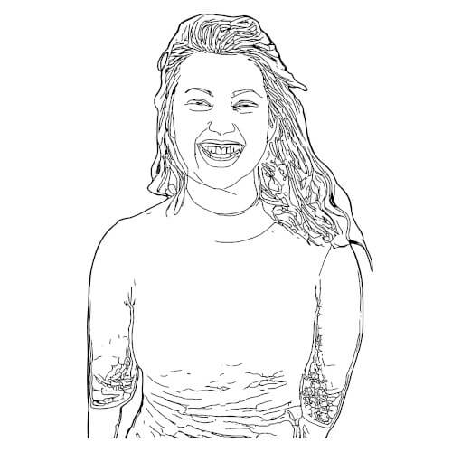 Portrait coloring-page example with medium detail