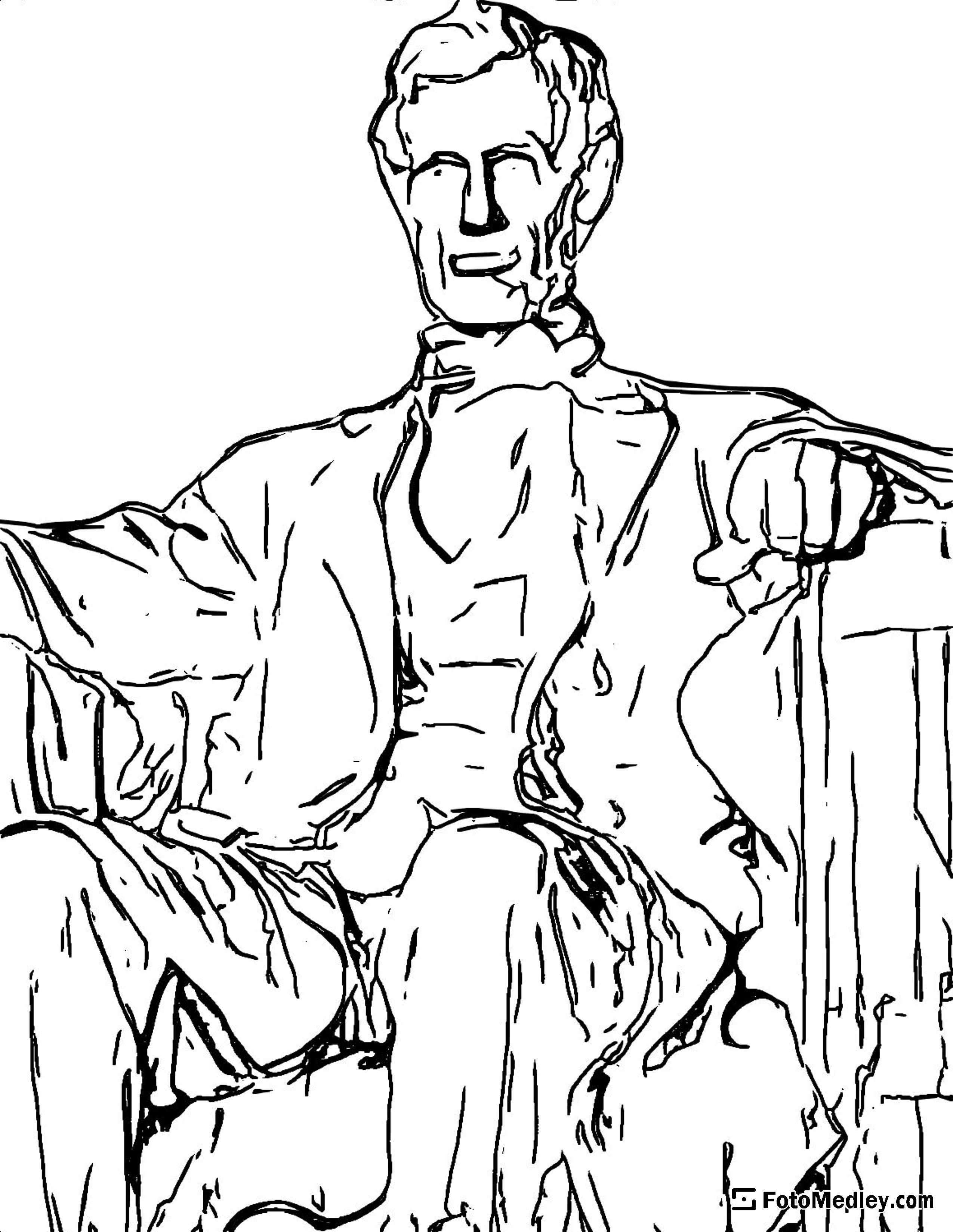 A coloring page of the Abraham Lincoln Memorial in Washington D.C.
