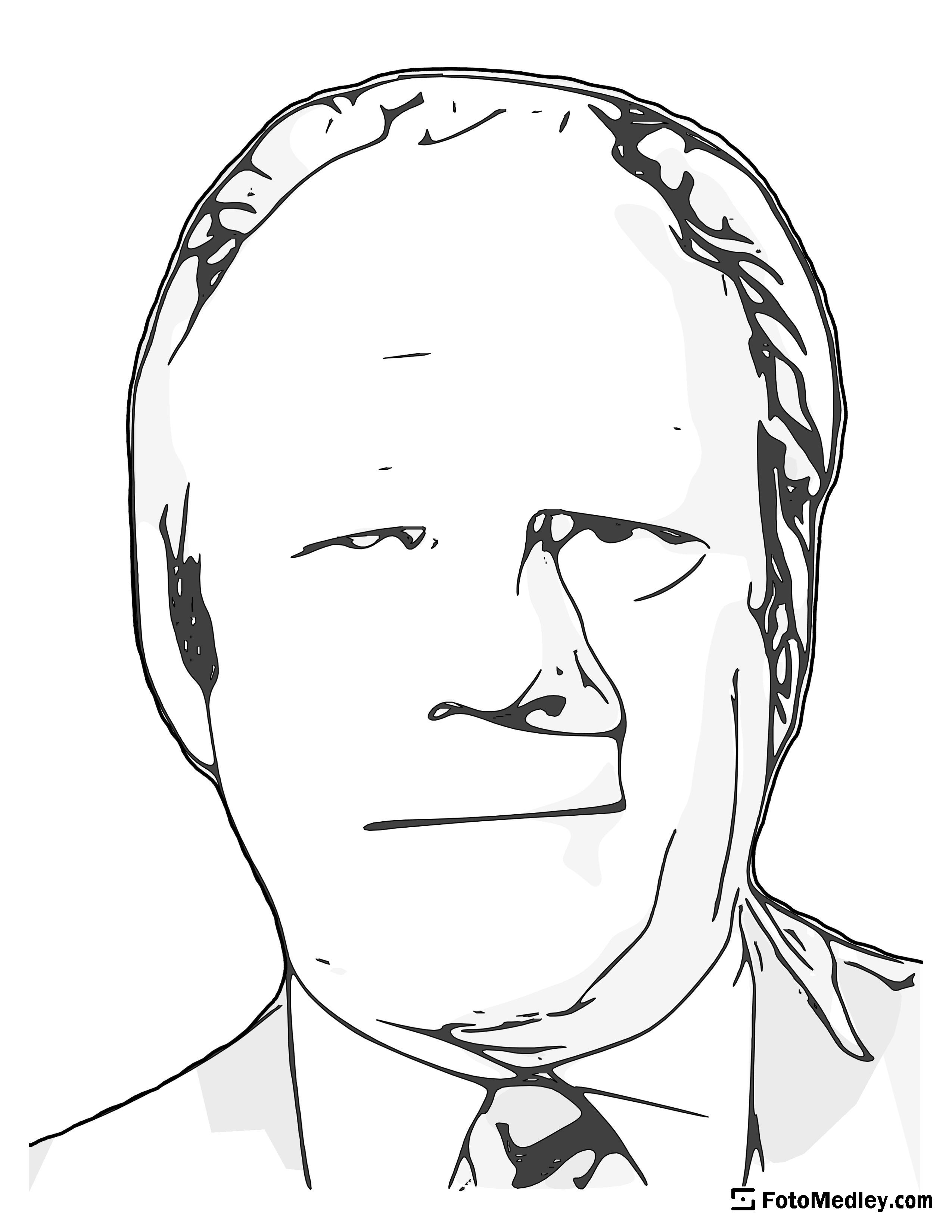 A cartoon style coloring sketch of Gerald R. Ford, 38th President of the United States.